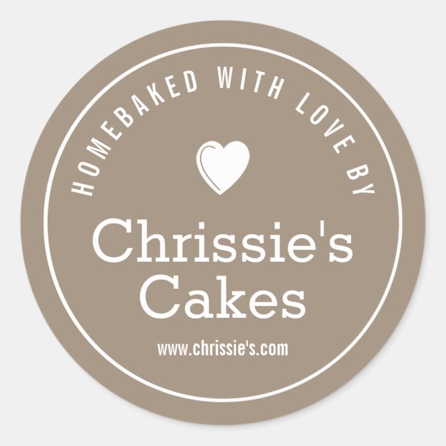 homebaked with love craft bakery personalized  classic round sticker (Front)