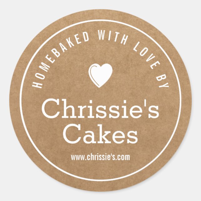 homebaked with love Kraft bakery  Classic Round Sticker (Front)