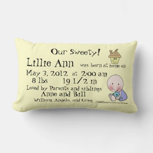 Homebirth Announcement Info American MoJo Pillows