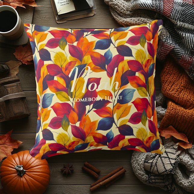 Homebody Heart Autumn Leaves | Fall Home Decor Throw Pillow (Creator Uploaded)
