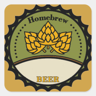 Homebrew Beer Label, add name. Square Sticker
