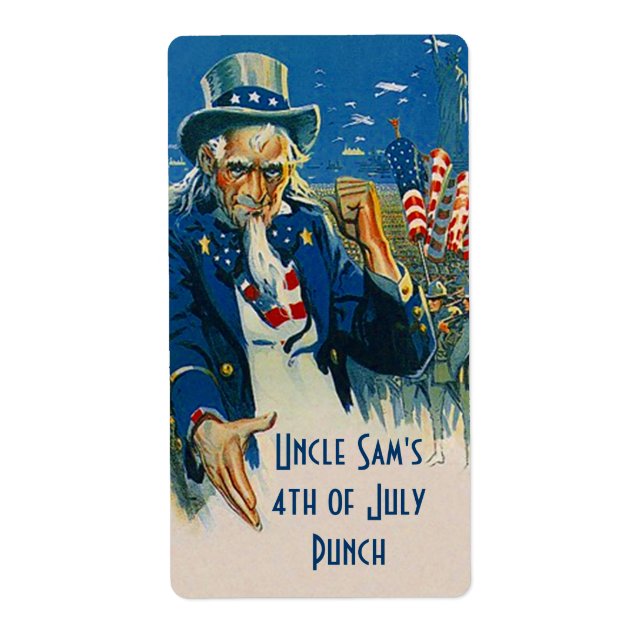 Homebrewing Beer Bottle Label Uncle Sam 4th July (Front)