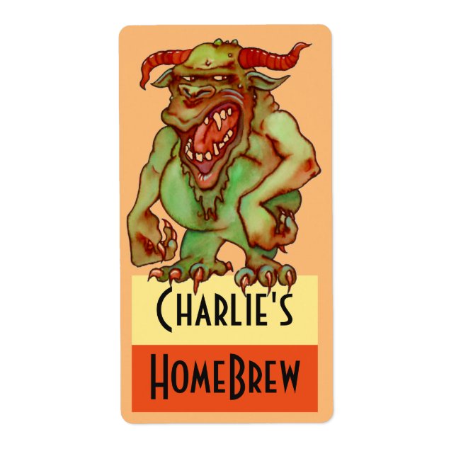 Homebrewing Supplies Beer Fun Party Monster Label (Front)
