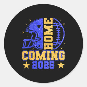 Homecoming 2025 Hoco Football Mama Girl Blue Gold Classic Round Sticker