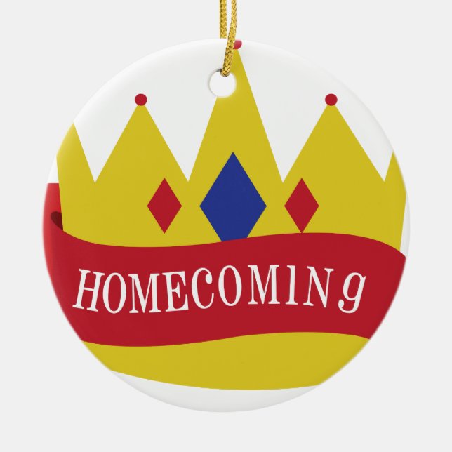 Homecoming Crown Ribbon Ceramic Ornament (Front)