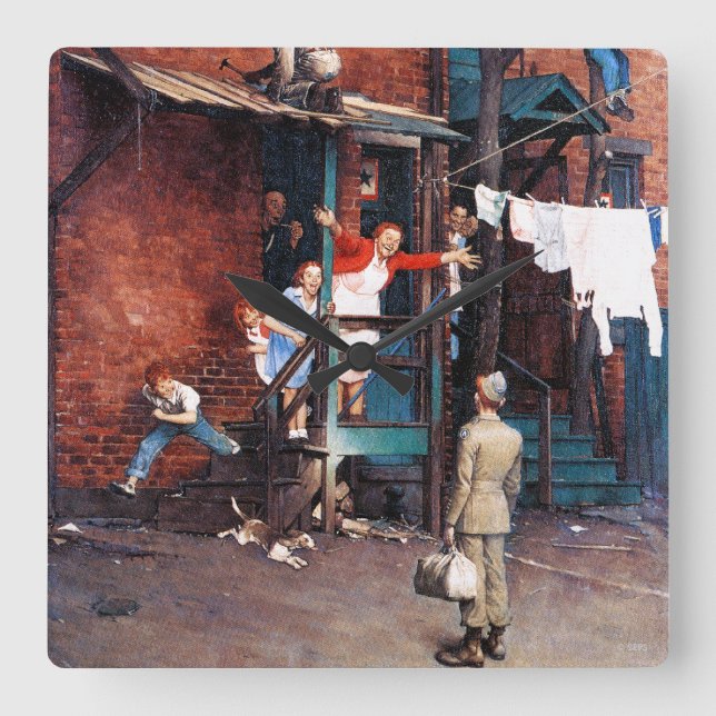 Homecoming G.I. Square Wall Clock (Front)