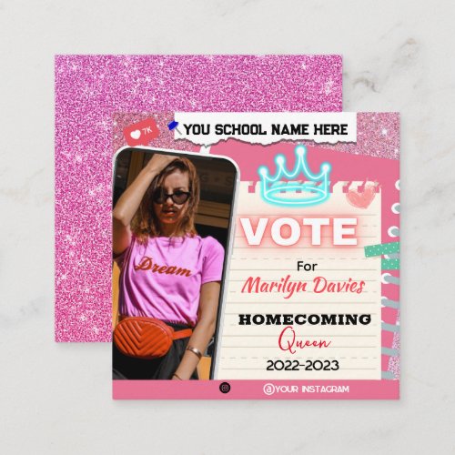 Homecoming Queen Campaign Flyer Enclosure Card