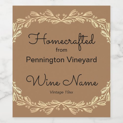 Homecrafted Handmade Wine Wine Label