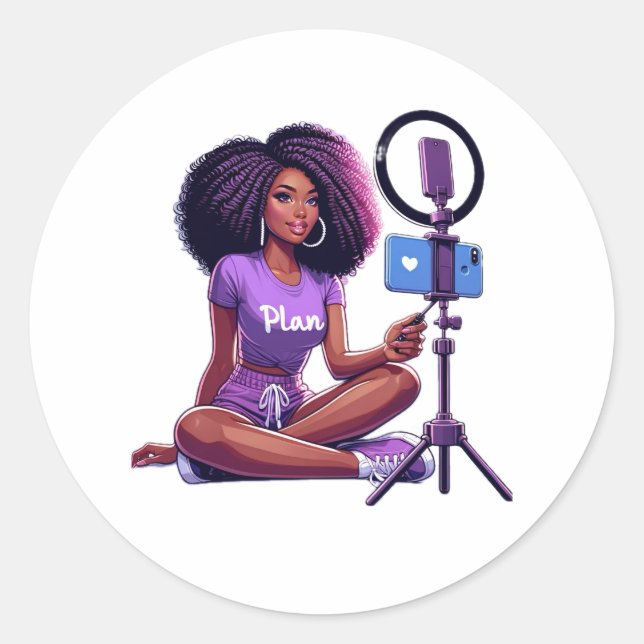 Homegirl Social Media  Classic Round Sticker (Front)