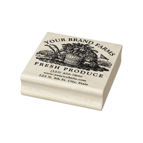 Homegrown Farm Fresh Produce Label Template Rubber Stamp