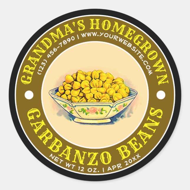 Homegrown Garbanzo Beans Label Template (Front)