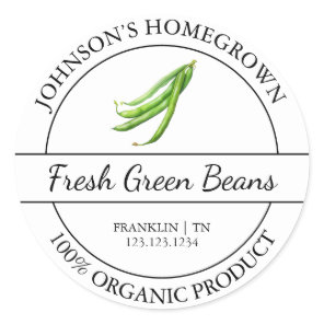 Homegrown Garden Fresh Organic Green Beans Label