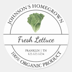 Homegrown Garden Fresh Organic Lettuce Label