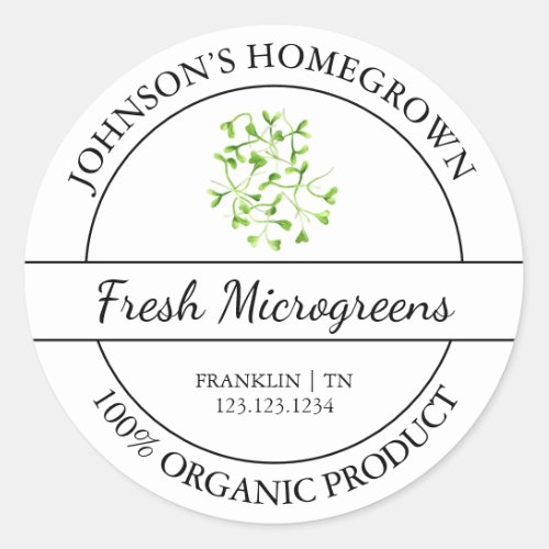 Homegrown Garden Fresh Organic Microgreens Label