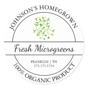 Homegrown Garden Fresh Organic Microgreens Label
