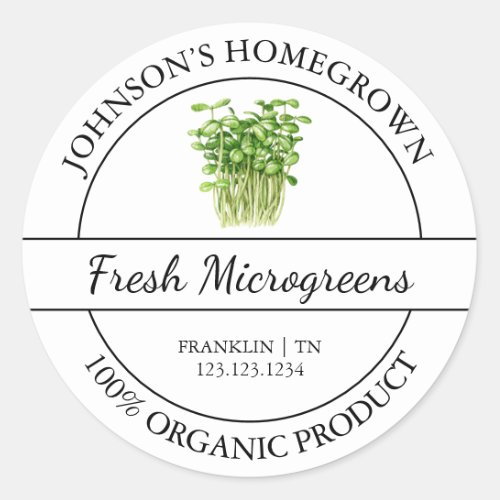 Homegrown Garden Fresh Organic Microgreens Label