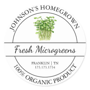 Homegrown Garden Fresh Organic Microgreens Label