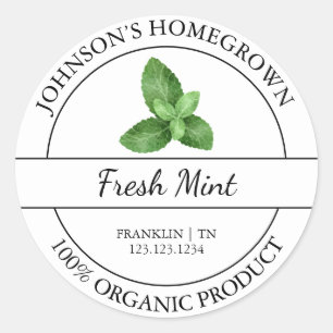 Homegrown Garden Fresh Organic Mint Label