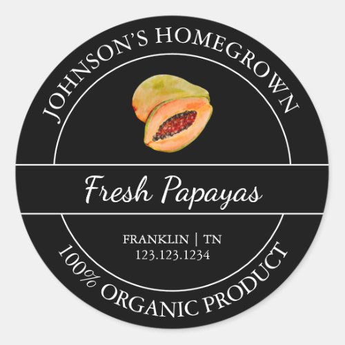 Homegrown Garden Fresh Organic Papaya Label