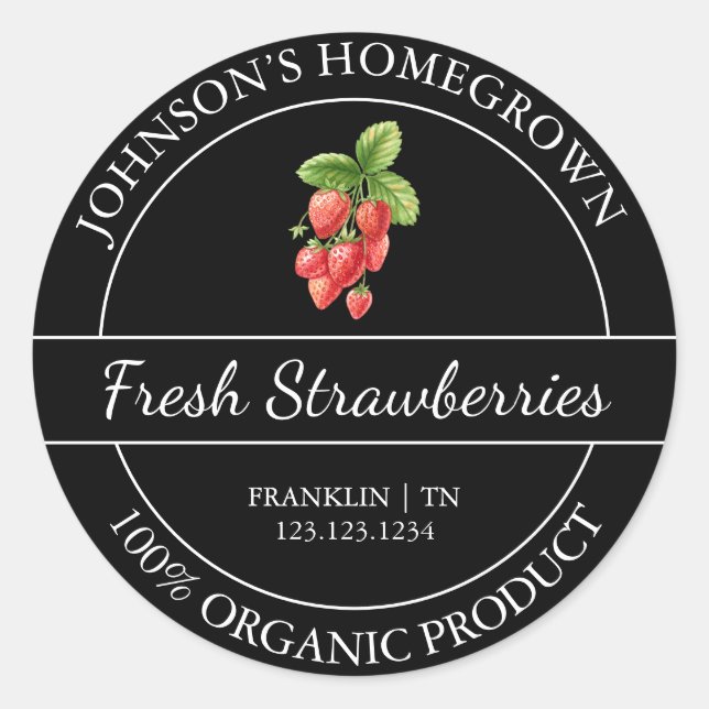 Homegrown Garden Fresh Organic Strawberry Label (Front)
