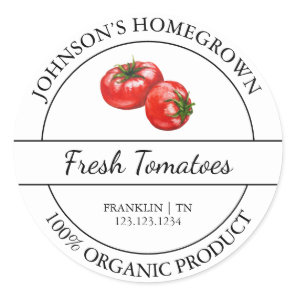Homegrown Garden Fresh Organic Tomato Label