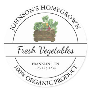 Homegrown Garden Fresh Organic Vegetable Label