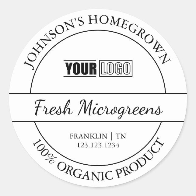 Homegrown Garden Microgreens with Logo Label (Front)