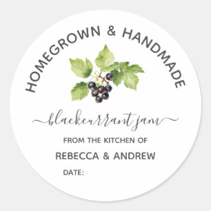 Homegrown & Handmade Blackcurrant Jam / Jelly Classic Round Sticker