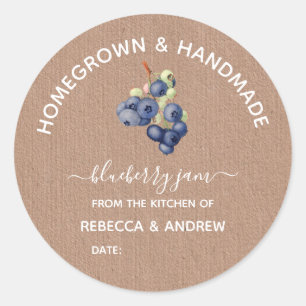 Homegrown & Handmade Blueberry Jam Kraft Paper Classic Round Sticker