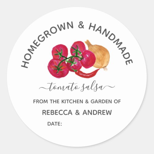 Homegrown  Handmade Chill Tomato Salsa Mason Jar  Classic Round Sticker