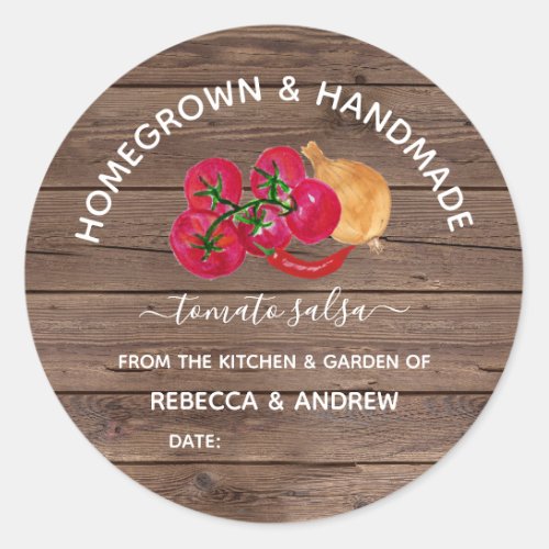 Homegrown  Handmade Chill Tomato Salsa Mason Jar  Classic Round Sticker