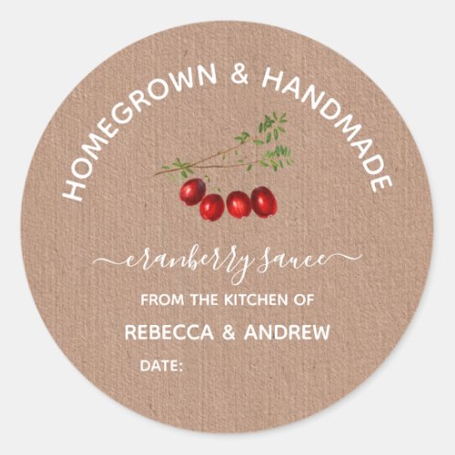 Homegrown  Handmade Cranberry Sauce Kraft Paper  Classic Round Sticker