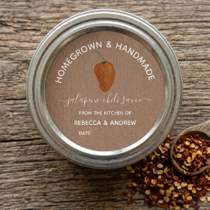 Homegrown & Handmade Jalapeno Chili Sauce Jar Classic Round Sticker
