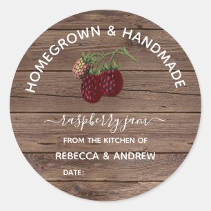 Homegrown & Handmade Raspberry Jam Barnwood, Classic Round Sticker