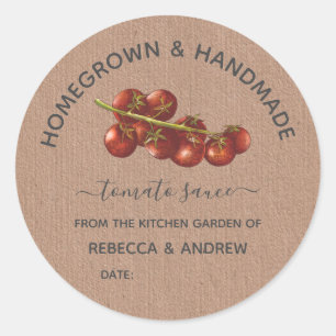 Homegrown & Handmade Tomato Sauce Kraft Paper Cl Classic Round Sticker