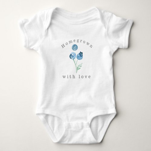 Homegrown with love  Blueberry Trio Watercolor Baby Bodysuit