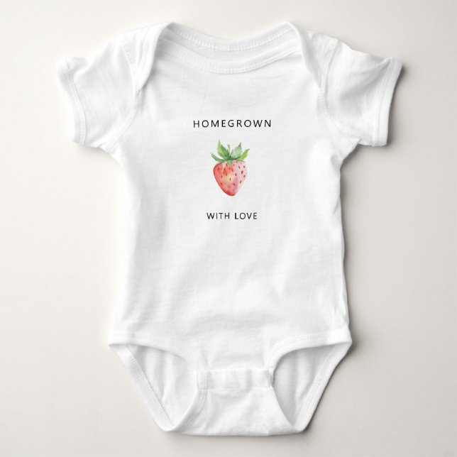 Homegrown with love - Watercolor Strawberry - Baby Bodysuit (Front)