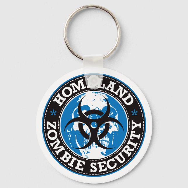 Homeland Zombie Security Skull - Blue Keychain (Front)