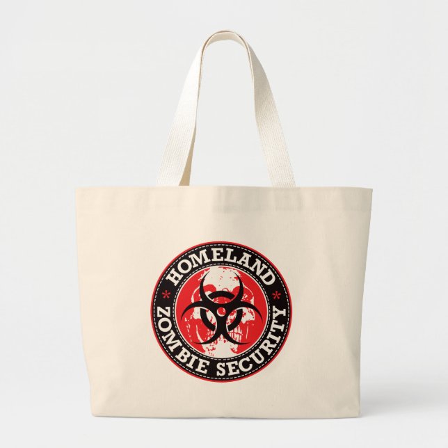Homeland Zombie Security Skull - Red Large Tote Bag (Front)