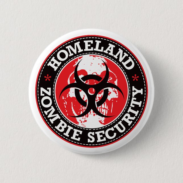 Homeland Zombie Security Skull - Red Pinback Button (Front)
