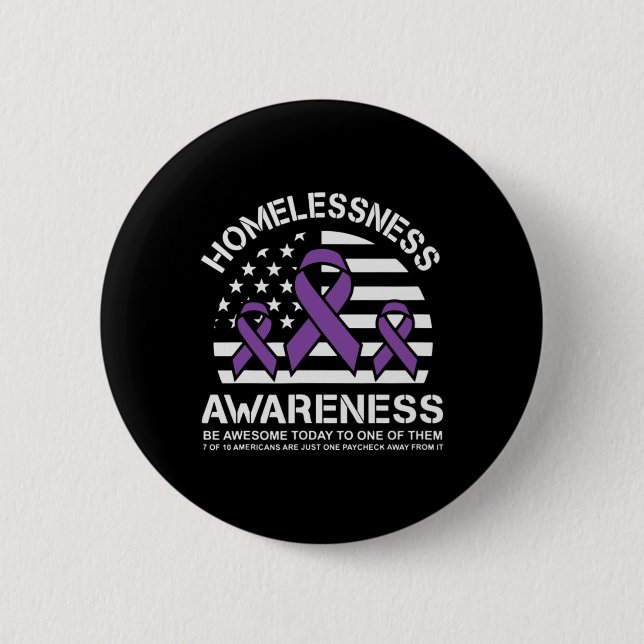 Homelessness Awareness Month Usa Flag  Button (Front)