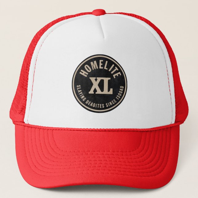 HOMELITE XL Slaying deadites since 1300AD  Trucker Trucker Hat (Front)