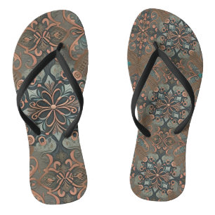 Homely cottage pattern flip flops