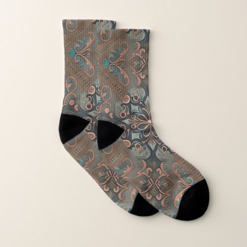 Homely cottage pattern socks