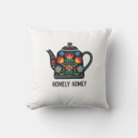 Homely home teapot design throw pillow