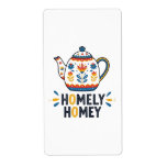 Homely homey cozy teapot design   label