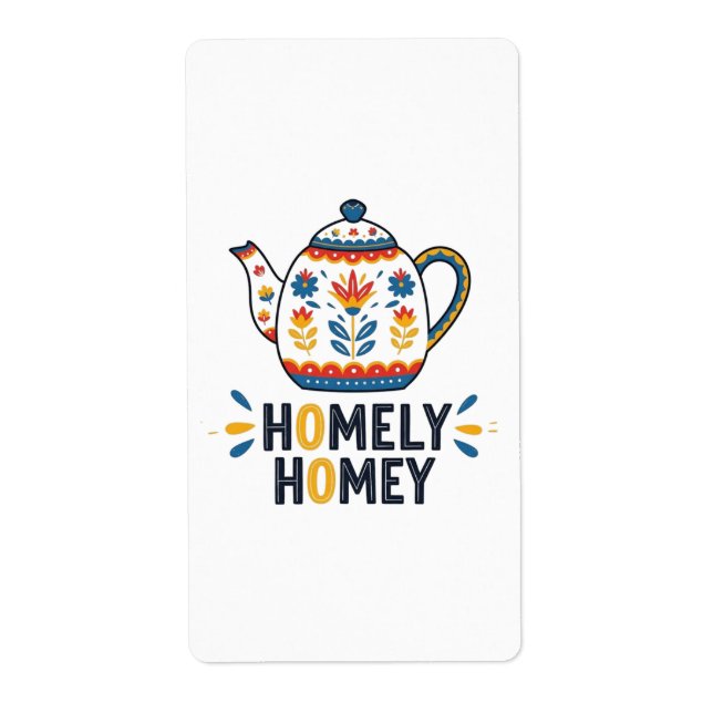 Homely homey cozy teapot design   label (Front)