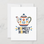 Homely homey cozy teapot design   postcard