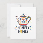 Homely homey cozy teapot design   RSVP card