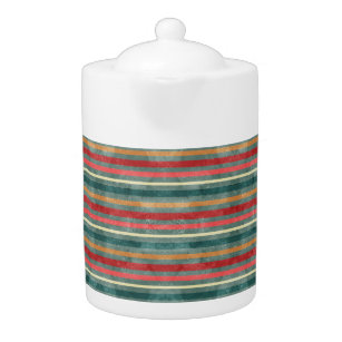 Homely Stripes Watercolor Geometric Pattern Teapot